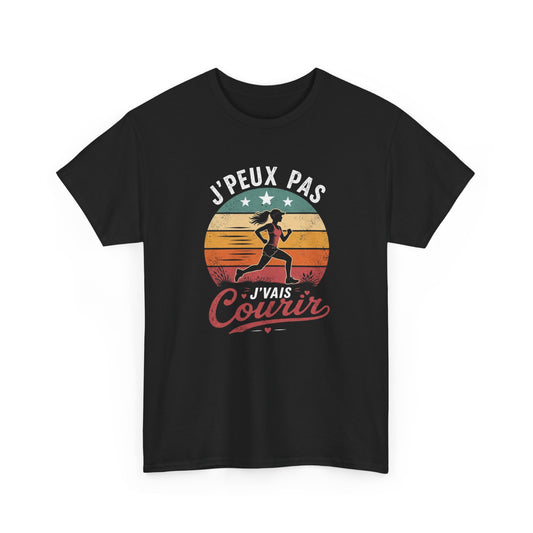 T-Shirt Running Femme Humour – J’Peux Pas J’Vais Courir – Tee Shirt Course à Pied Vintage Sport