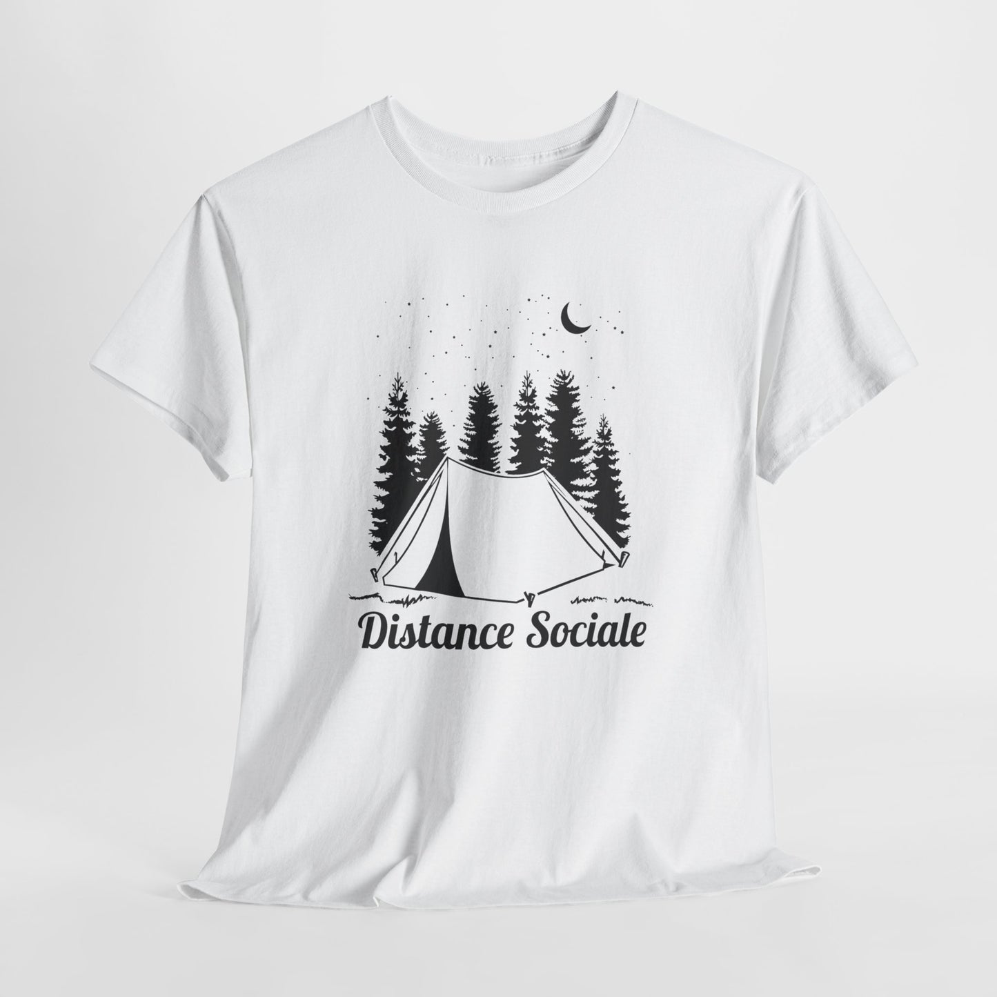 T-Shirt Camping Homme et Femme – Cadeau Campeur Randonnée Bivouac – Humour Distance Sociale Nature Forêt – Idée Cadeau Plein Air