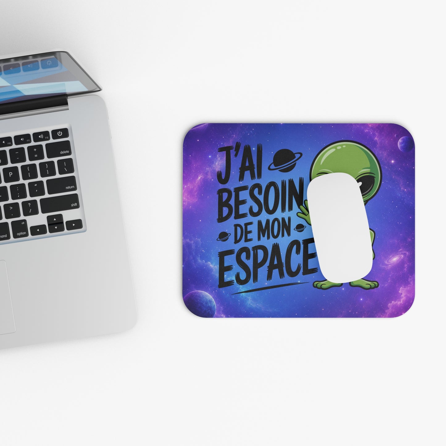 Tapis de Souris 22x18cm J'ai Besoin de Mon Espace Alien Humour Galaxie Cadeau Homme et Femme Décoration Bureau Gaming