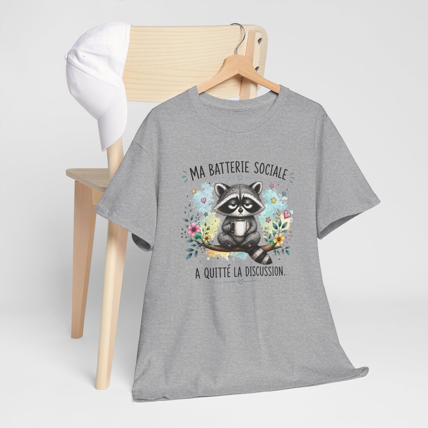 Tee-Shirt Humour Homme et Femme – Raton Laveur Drôle Fatigué – Idée Cadeau Original Introverti Animal Mignon Anniversaire
