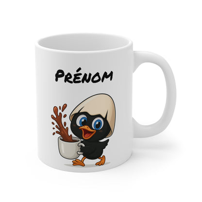 Tasse Personnalisable Calimero Poussin Mignon – Mug Prénom Coquille d’Œuf Café 325ml – Cadeau Original Céramique
