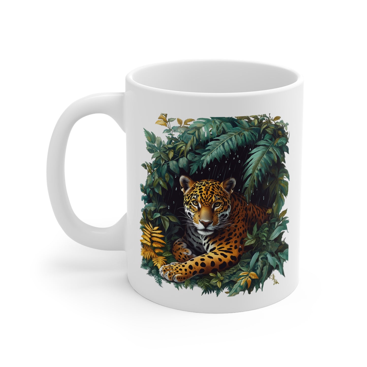 Tasse Jaguar Jungle Tropicale – Mug Céramique 325 ml – Design Animalier Artistique et Exotique