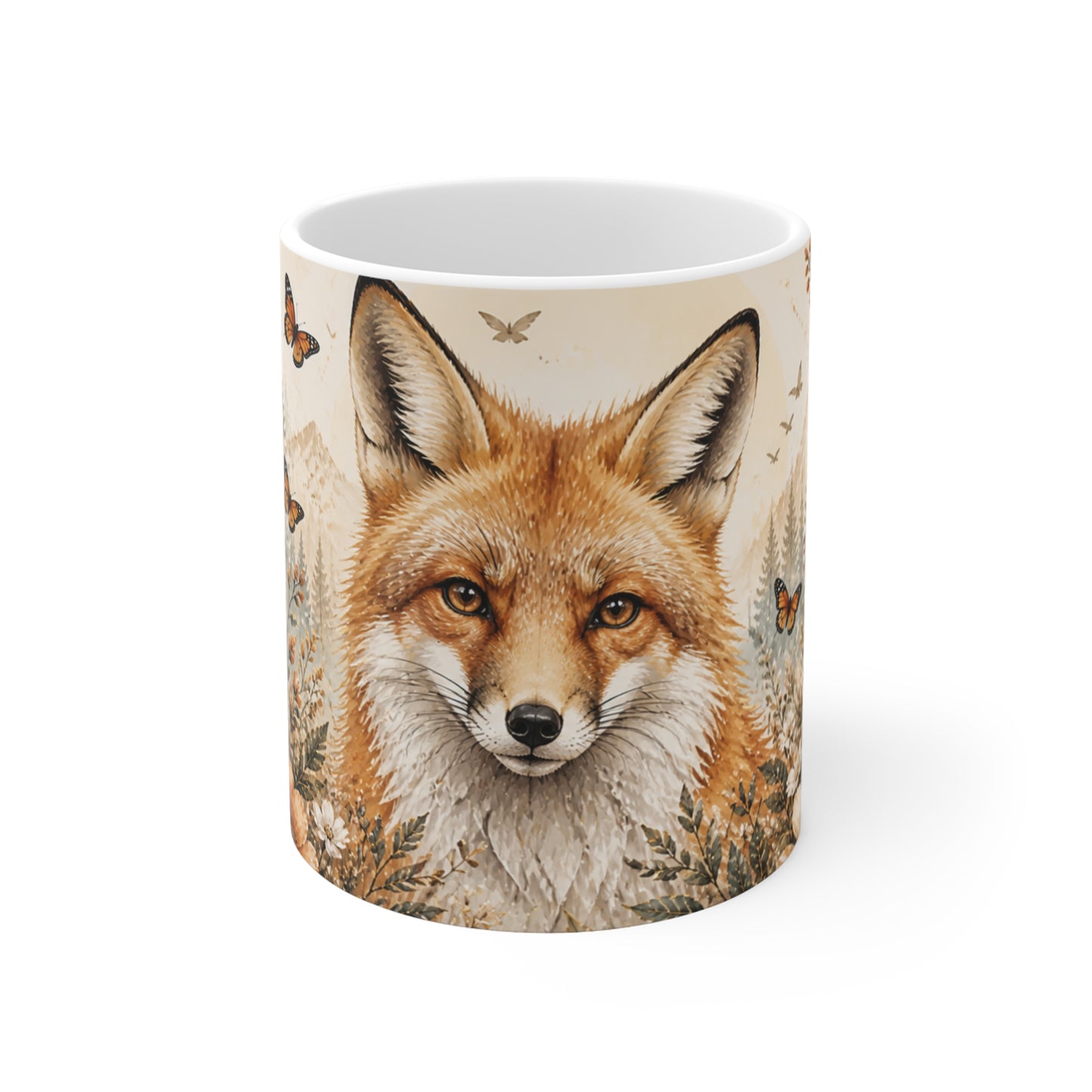 Tasse Renard Floral Vintage – Mug Animal Forêt Nature – Cadeau Homme Femme Enfant 325ml