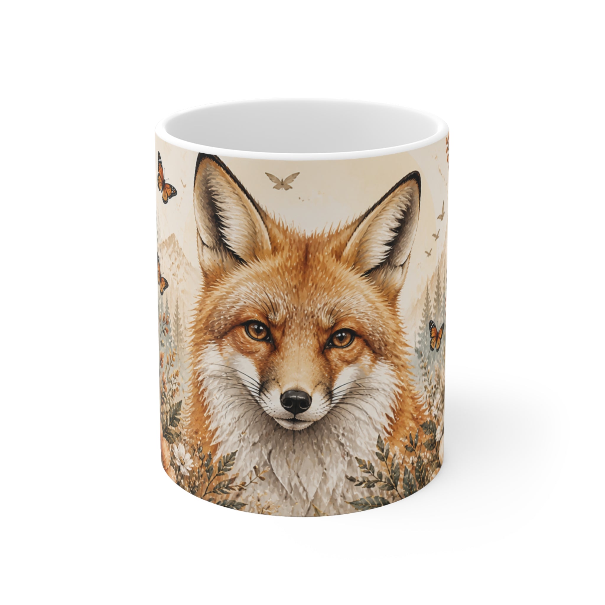 Tasse Renard Floral Vintage – Mug Animal Forêt Nature – Cadeau Homme Femme Enfant 325ml