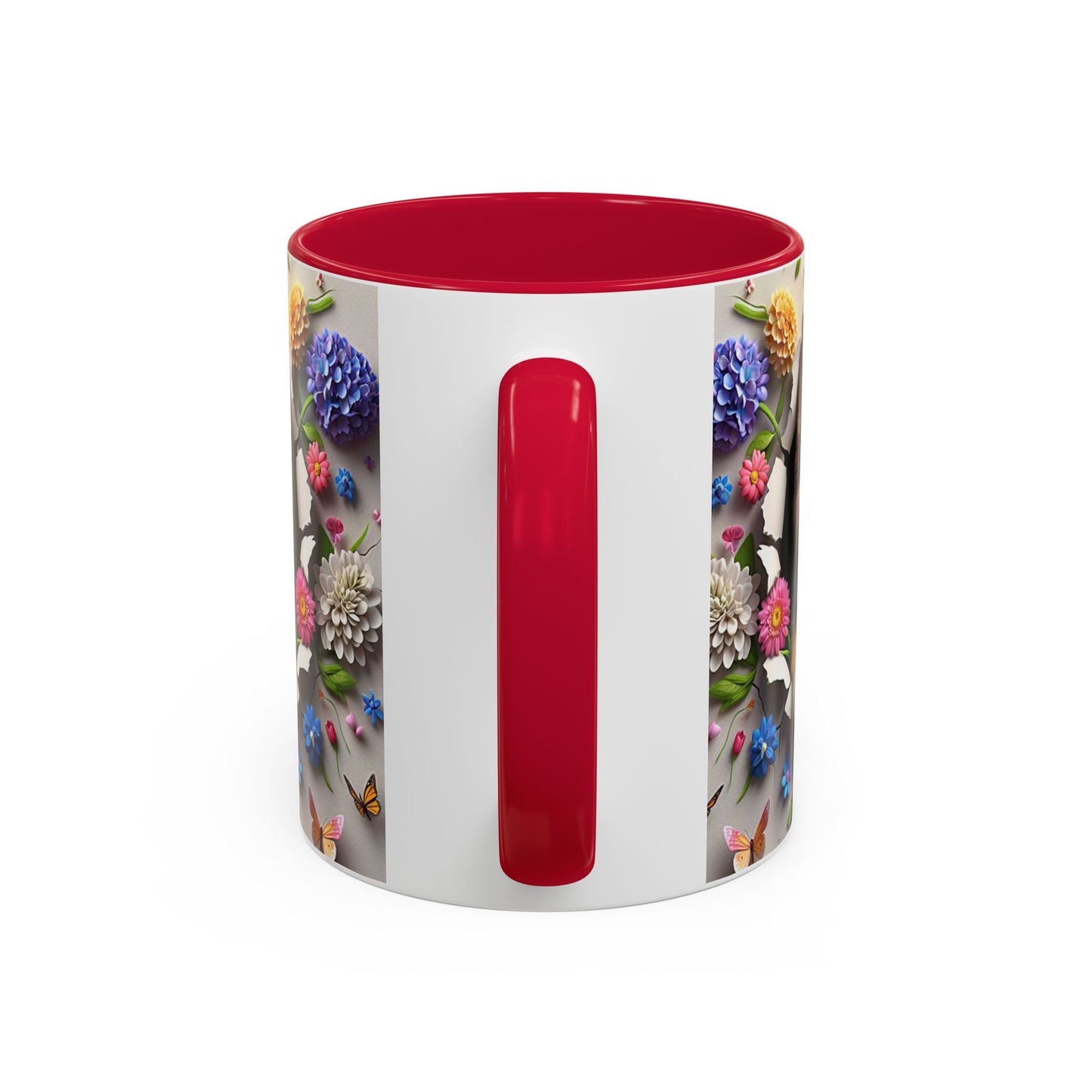 Mug Spitz Kawaii – Tasse Chiot Spitz Allemand avec Fleurs et Papillons – Cadeau Amoureux des Chiens 325ml