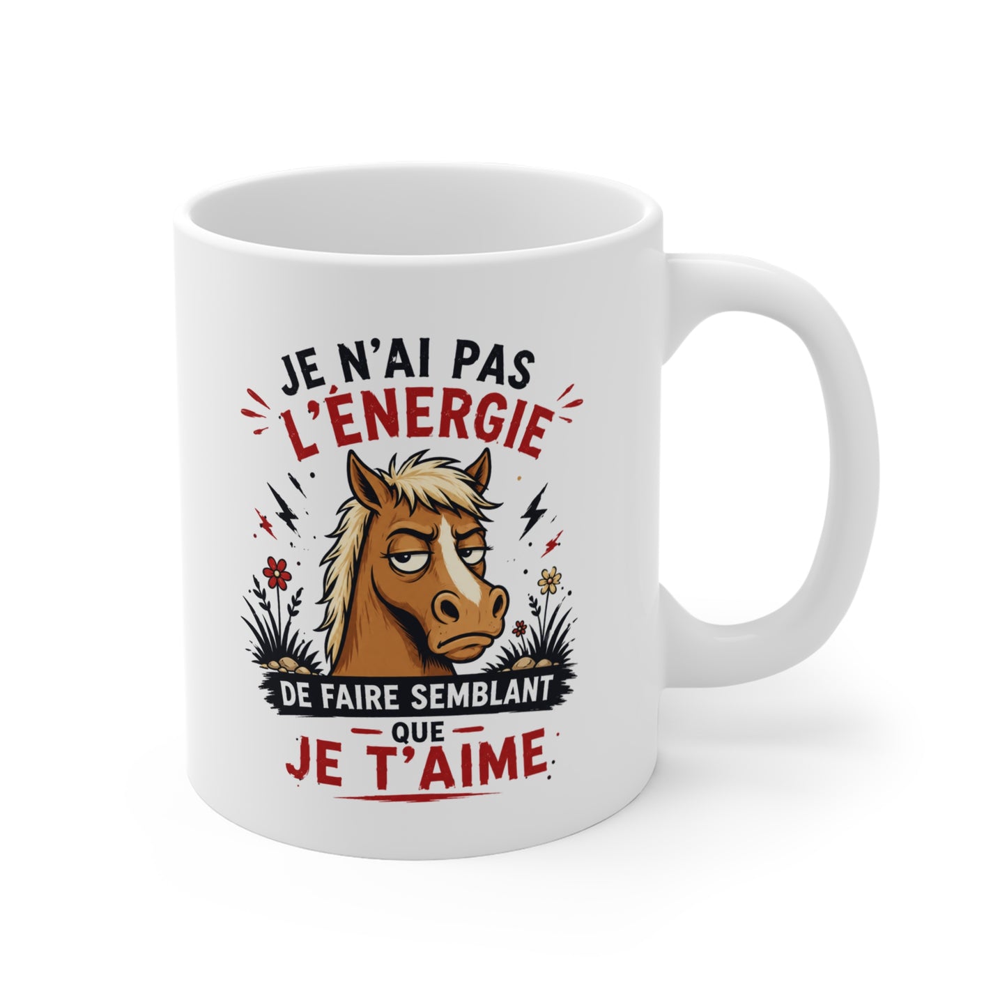 Mug Humour Homme et Femme – Cheval Fatigué Blasé – Tasse Drôle Idée Cadeau Original Anniversaire Collègue Ami Amie 325 ml