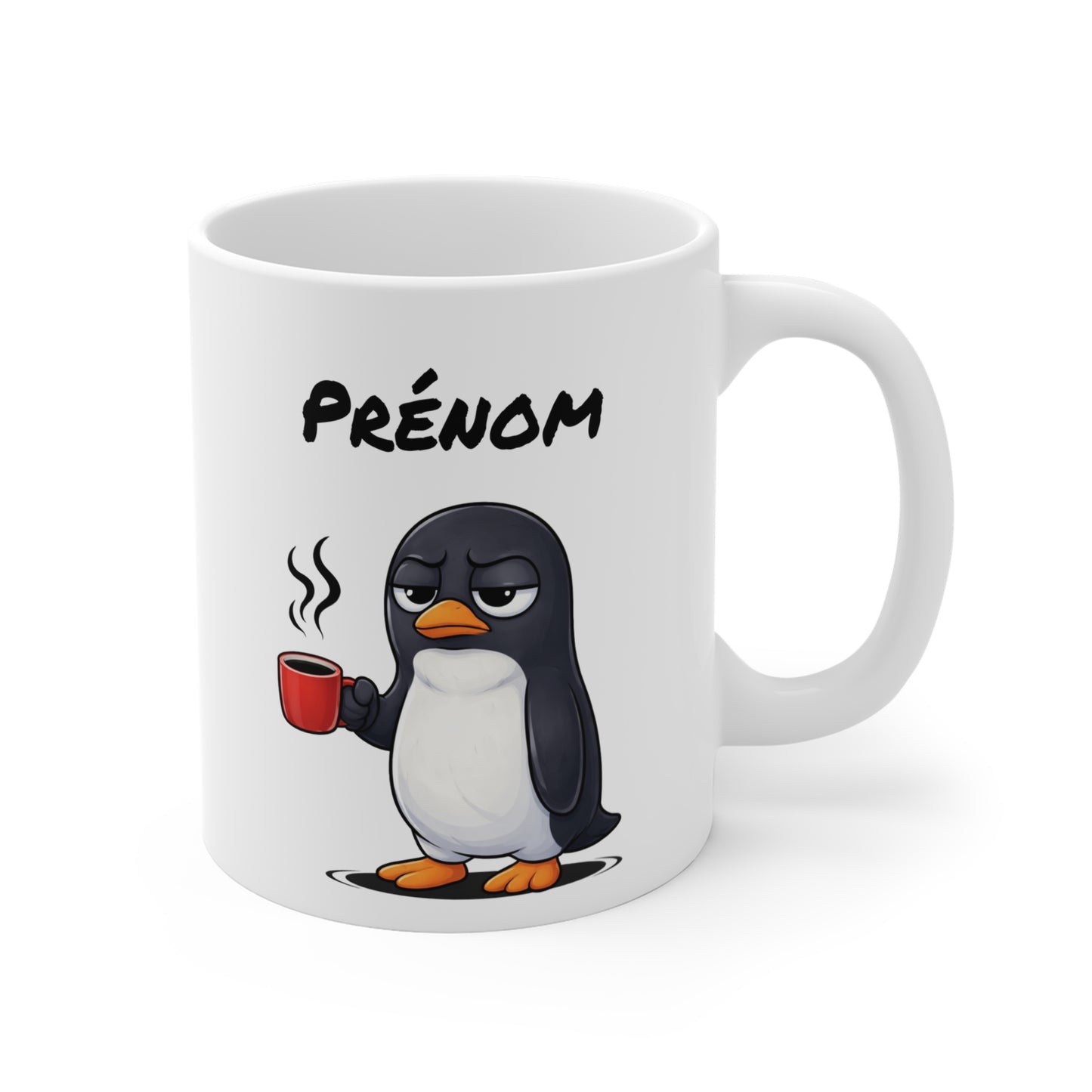 Mug Pingouin Fatigué Personnalisable 325ml – Tasse Café Humour Animal Mignon Drôle Réveil Difficile Cadeau