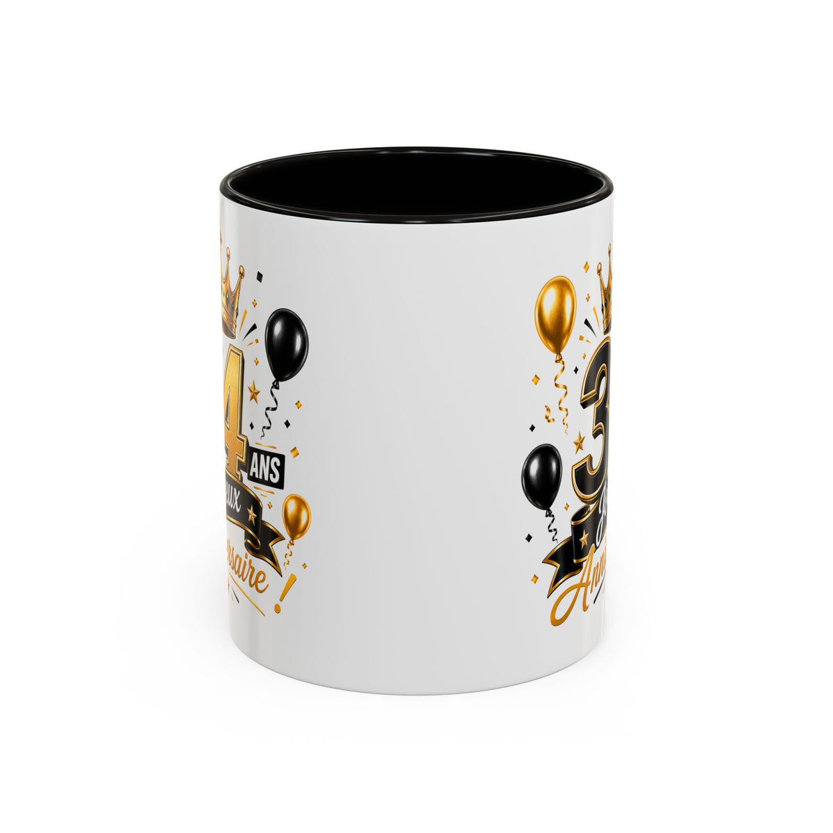 Mug Joyeux 34 Ans – Tasse Anniversaire 34 Ans – Cadeau Original pour Femme Homme – Idée Cadeau 34e Anniversaire Noir Bleu Rouge