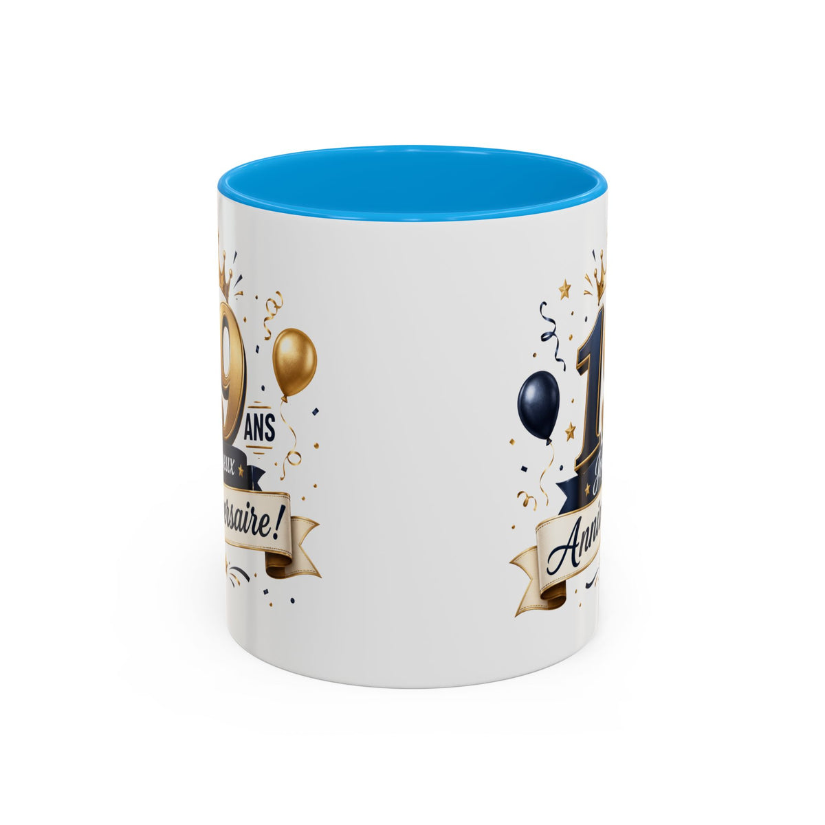 Mug Joyeux 19 Ans – Tasse Anniversaire 19 Ans – Cadeau Original pour Femme Homme – Idée Cadeau 19e Anniversaire Noir Bleu Rouge