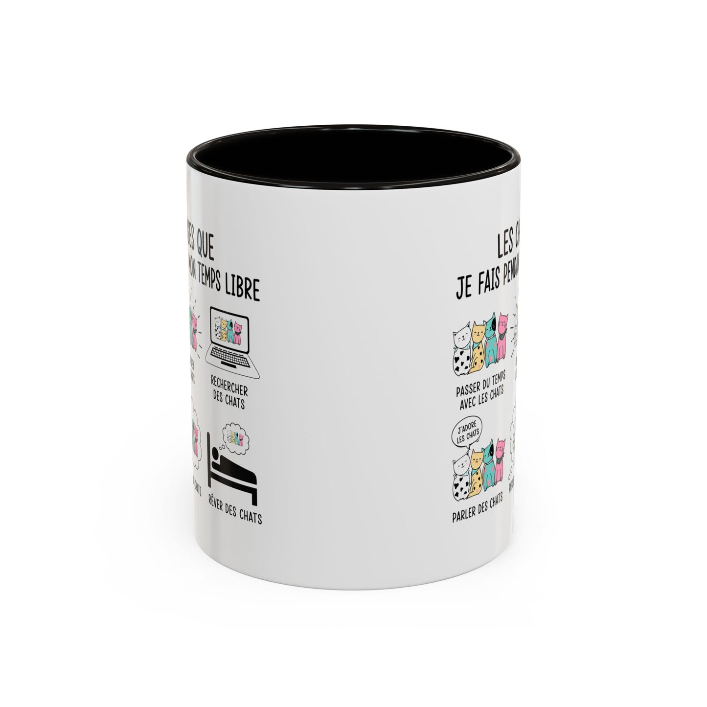 Tasse Humour Chat Homme et Femme – Les Choses Que Je Fais Pendant Mon Temps Libre – Mug Amoureux des Chats – Cadeau Original – Céramique 325 ml