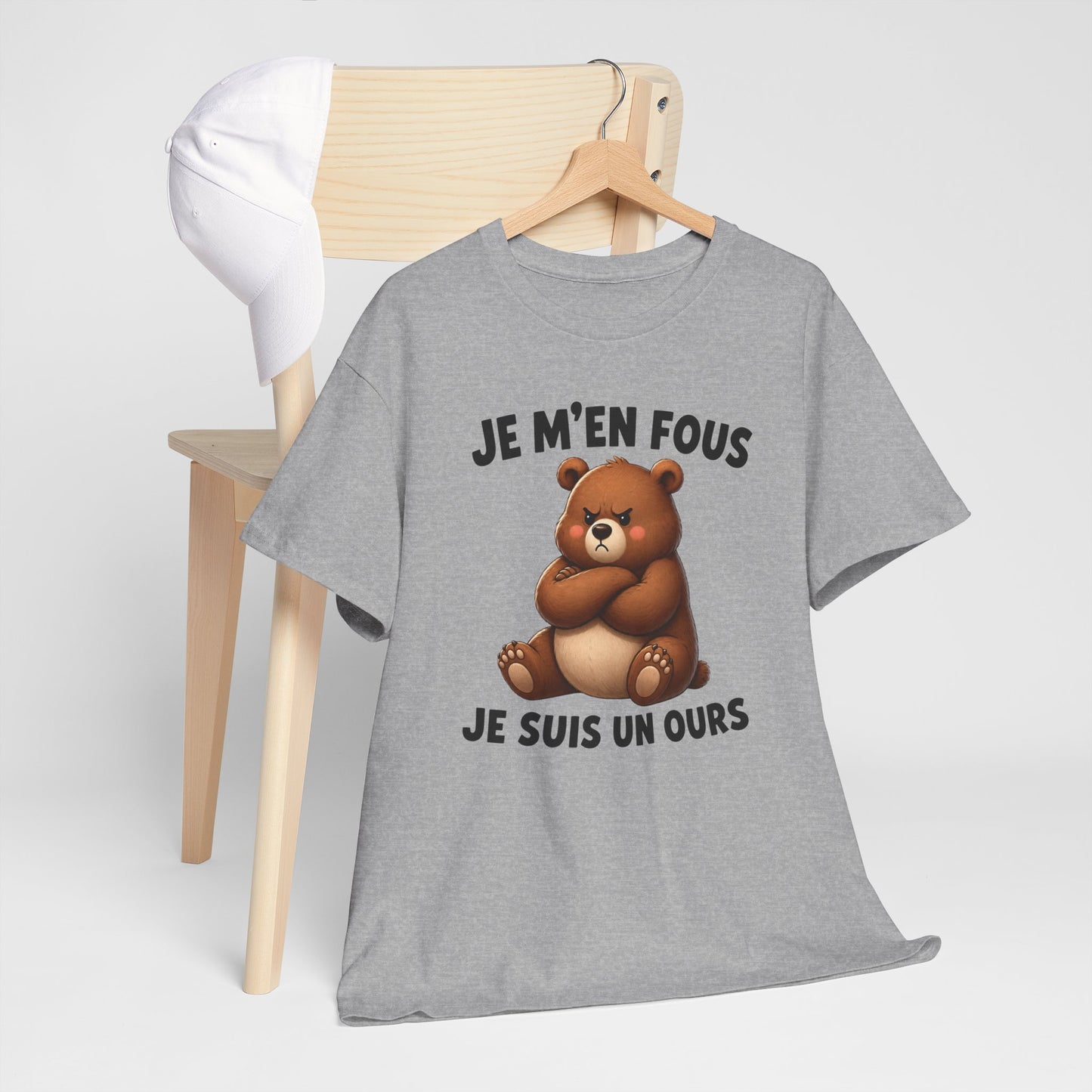 Tee Shirt Je M’En Fous Je Suis Un Ours – T-Shirt Humour Ours Grincheux – Cadeau Homme Femme Animal Mignon et Sarcastique