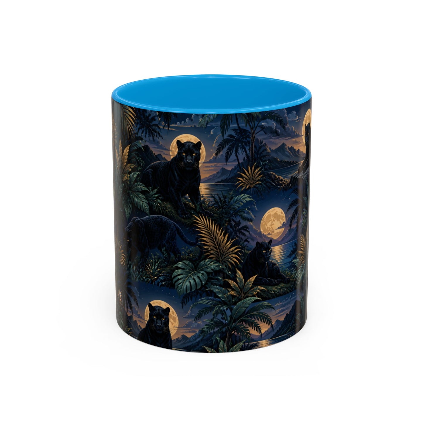 Tasse Panthère Noire Jungle Tropicale – Mug Animal Sauvage et Lune – Design Mystique Nocturne – Céramique 325ml