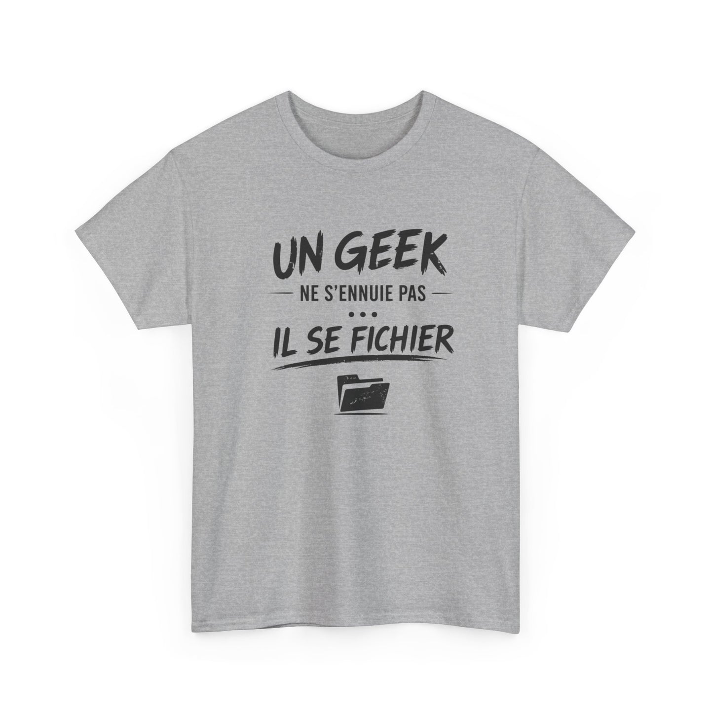 T-Shirt Geek Humour Homme Femme – Un Geek Ne S’Ennuie Pas Il Se Fichier – Tee Shirt Informatique Drôle Gamer Développeur