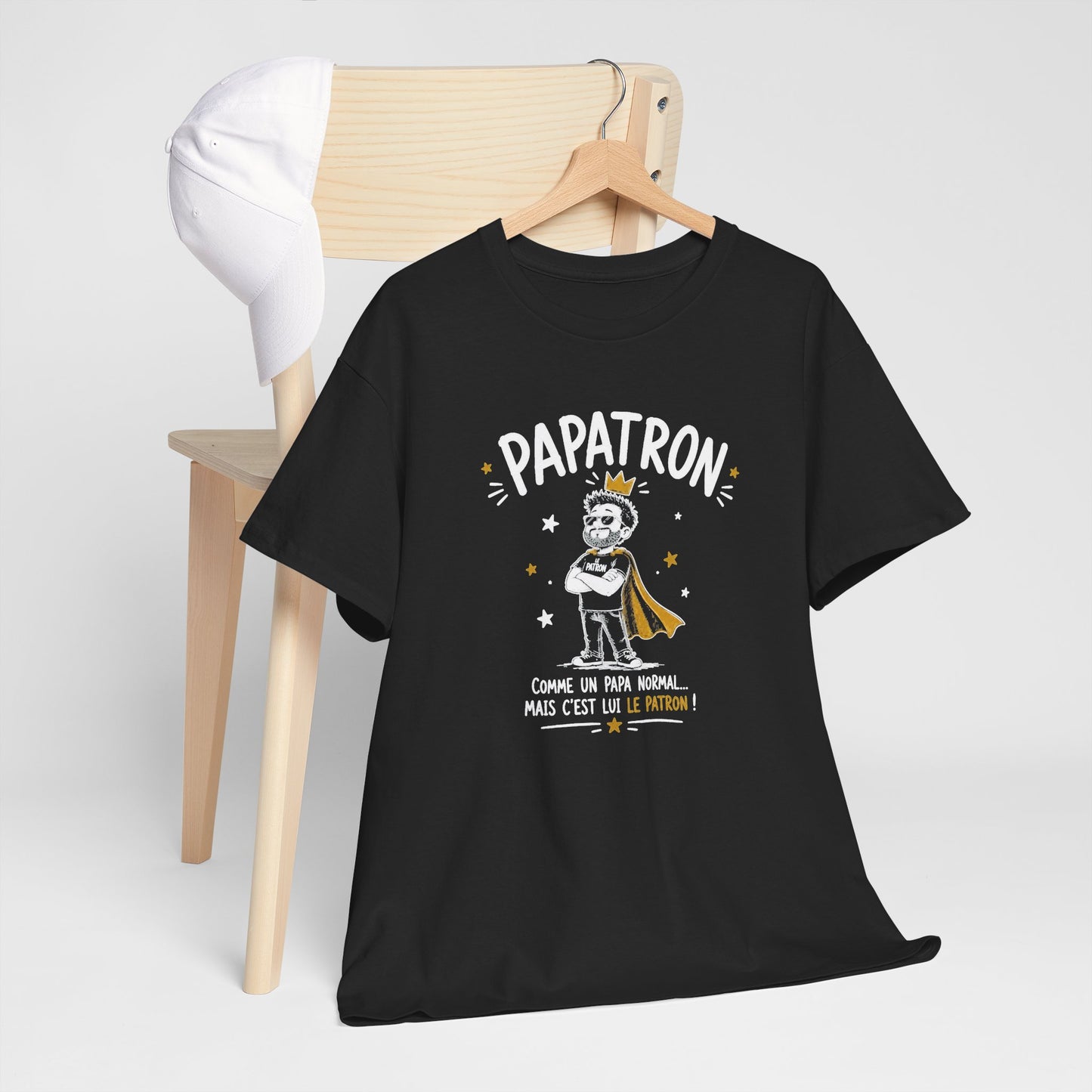 Tee Shirt Papa Homme – Papatron Comme un Papa Normal Mais C’est Lui le Patron – T-Shirt Humour Cadeau Original