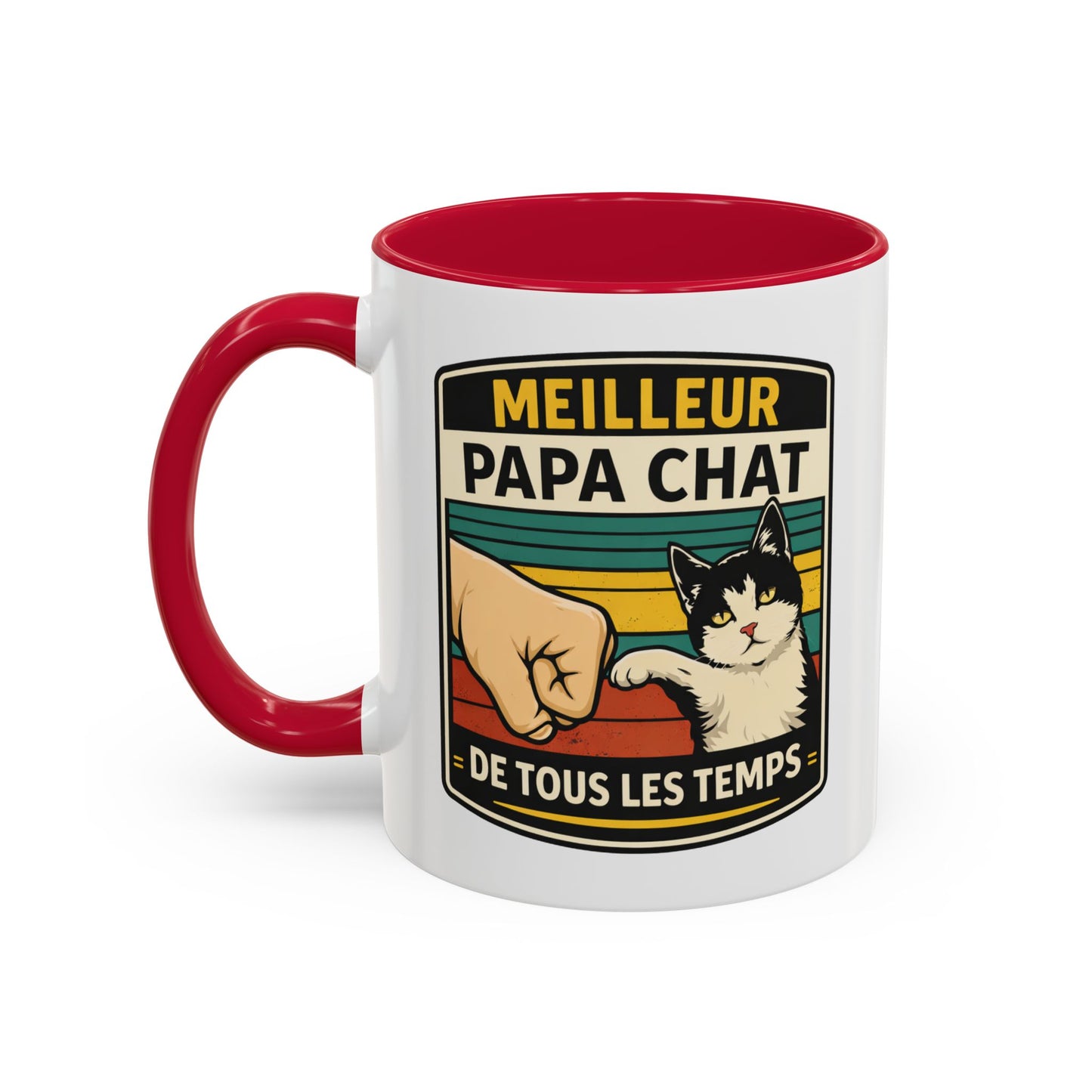 Tasse Meilleur Papa Chat de Tous les Temps – Mug Chat Noir et Blanc – Cadeau Papa Original – Céramique 325ml