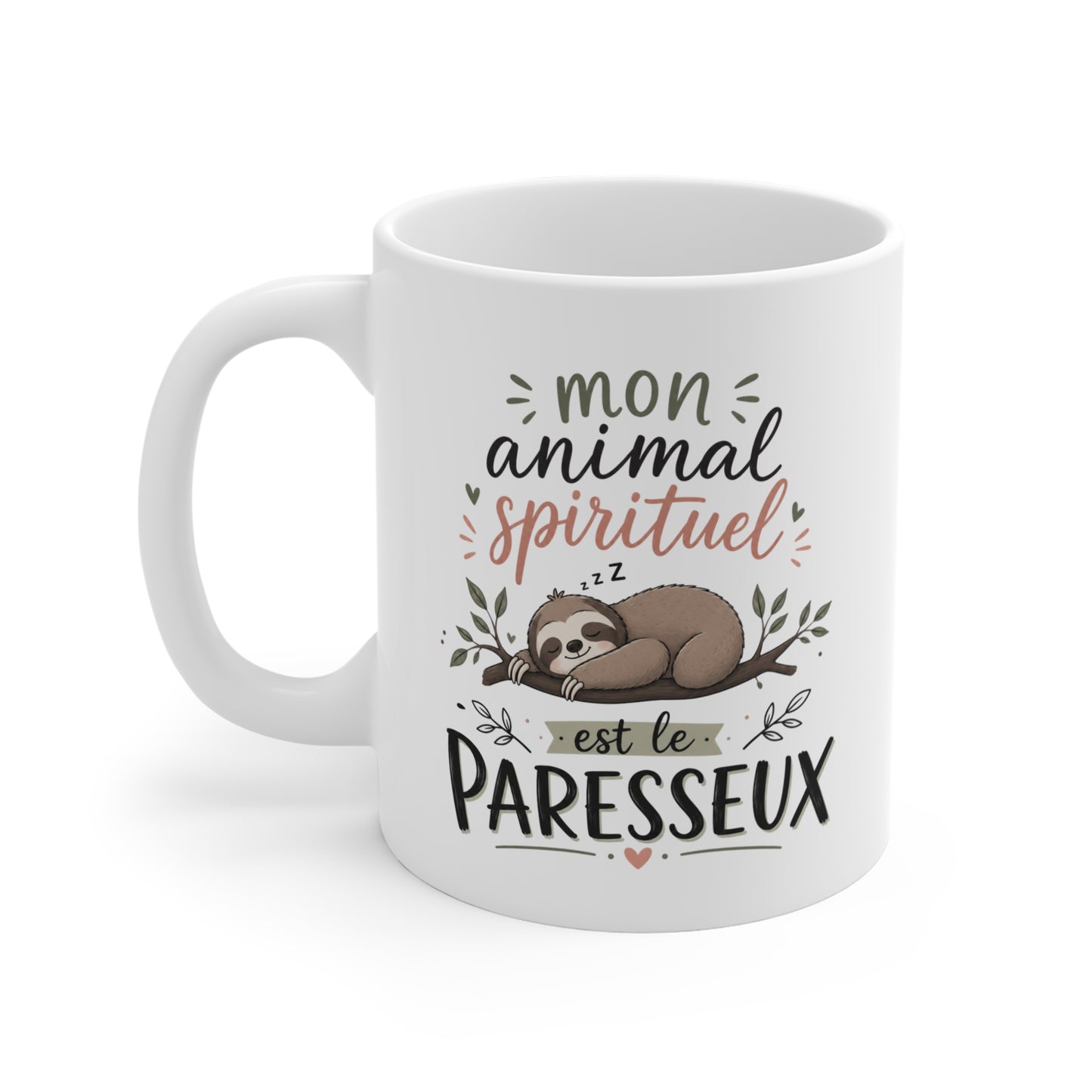 Tasse Mon Animal Spirituel est le Paresseux – Mug Paresseux Mignon Humour Cadeau Femme Homme 325 ml