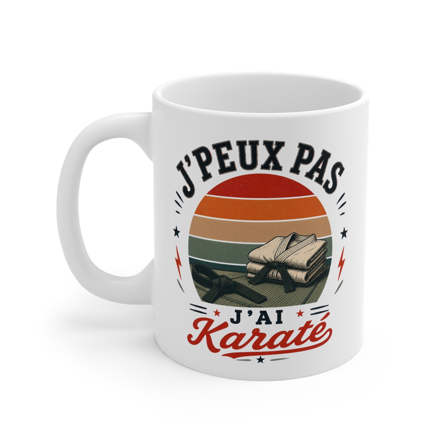 Tasse J’Peux Pas J’Ai Karaté – Mug Humour Karatéka Vintage – Cadeau Arts Martiaux Homme Femme 325ml