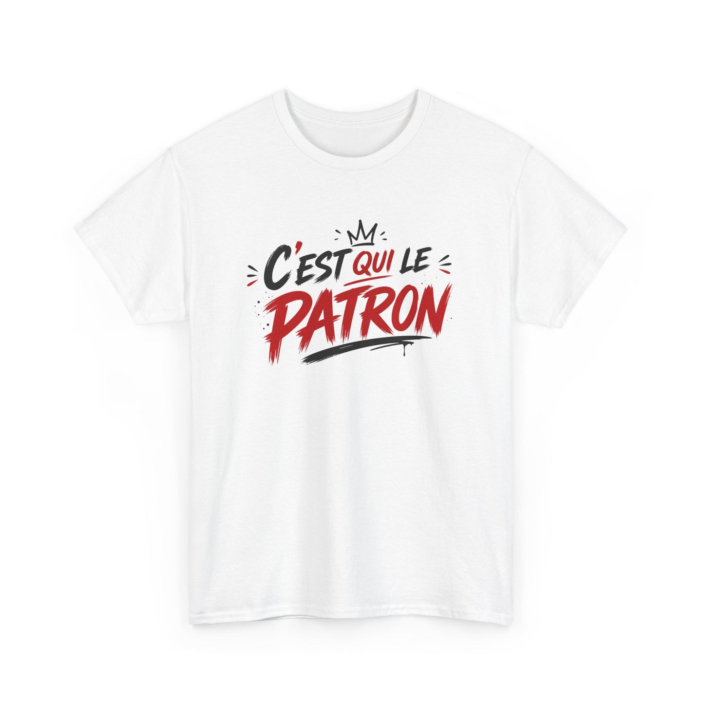 T-Shirt Homme C’est Qui Le Patron – Tee Shirt Humour Boss Rouge Blanc – Cadeau Homme Drôle