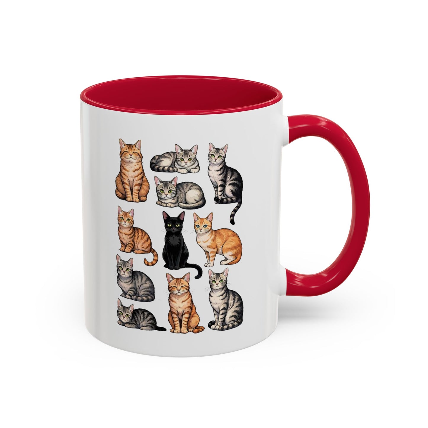 Tasse Chats Multiples Illustrés – Mug Collection Chats Différentes Races – Cadeau Amoureux des Chats