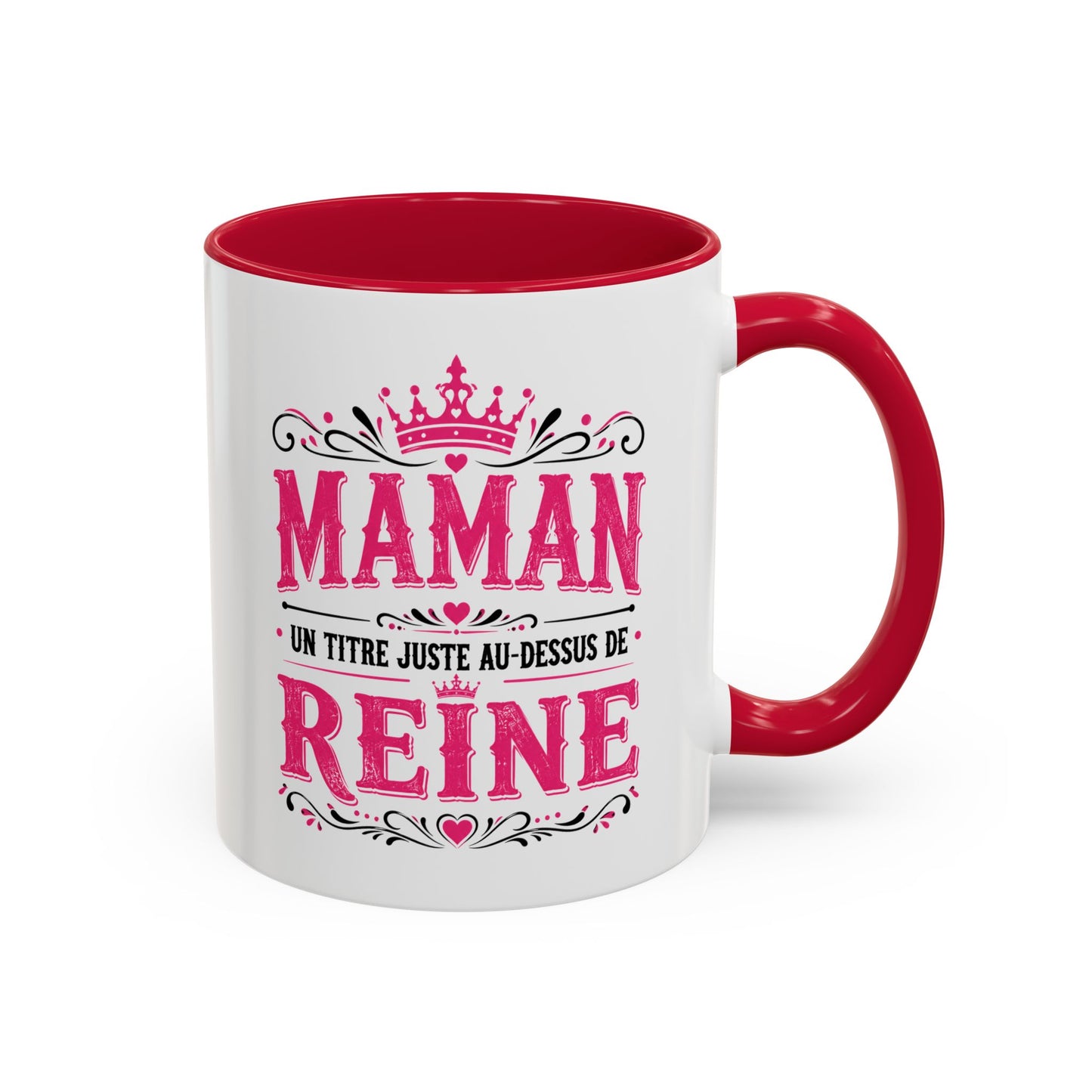 Mug Maman Femme – Tasse Cadeau Mère Reine de la Famille – Idée Originale Anniversaire Fête des Mères Noël Noir Bleu Rouge