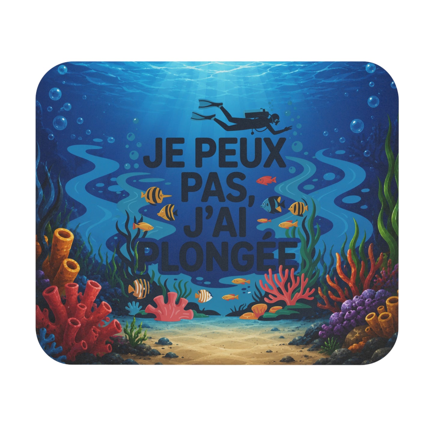 Tapis de Souris 22x18cm Je Peux Pas J’ai Plongée – Cadeau Humour Plongeur Homme Femme – Design Océan Fond Marin – Accessoire Bureau Gaming