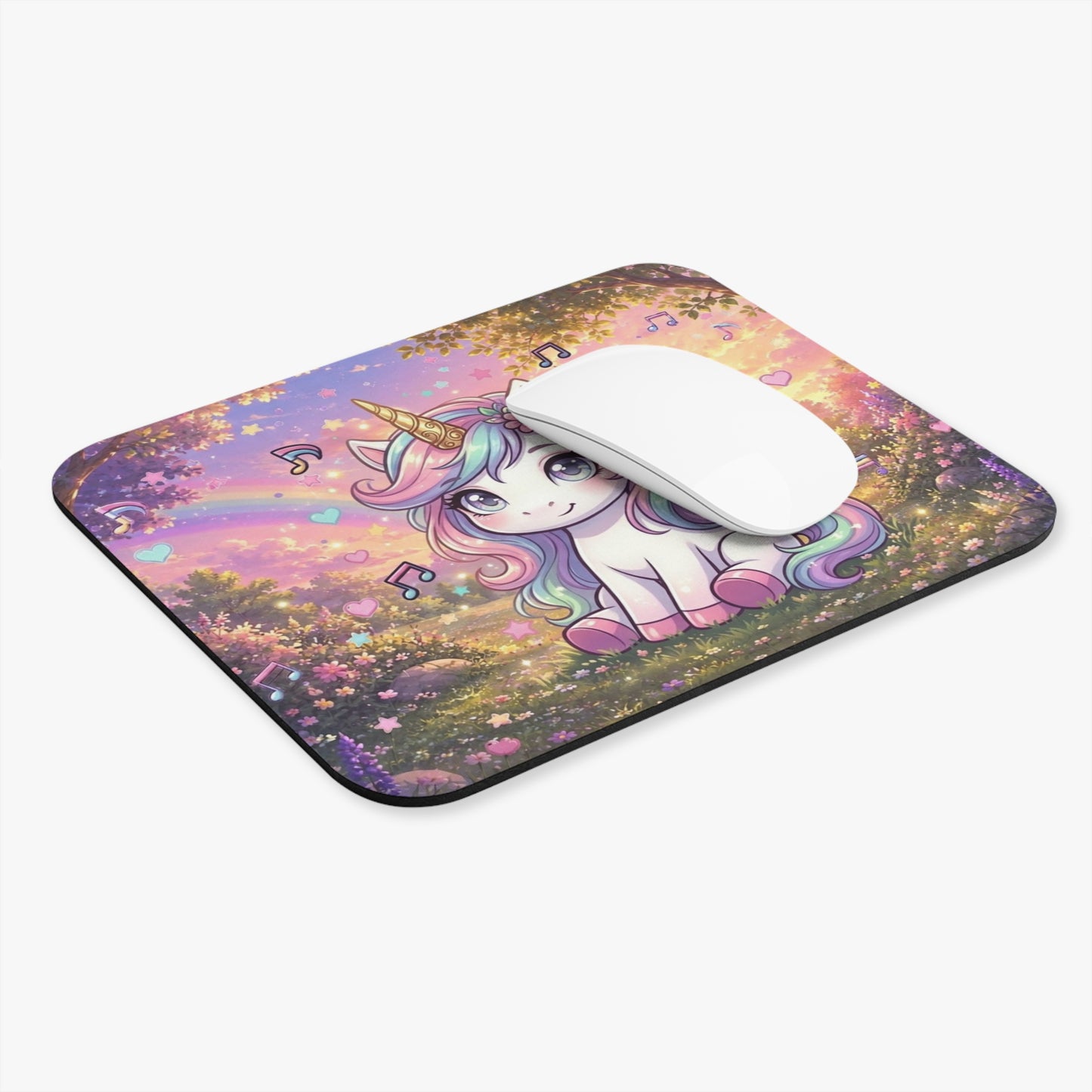 Tapis de Souris 22x18cm Licorne Kawaii – Design Arc-en-Ciel Pastel – Accessoire Bureau Gaming – Cadeau Femme Fille Amateur d’Univers Féérique
