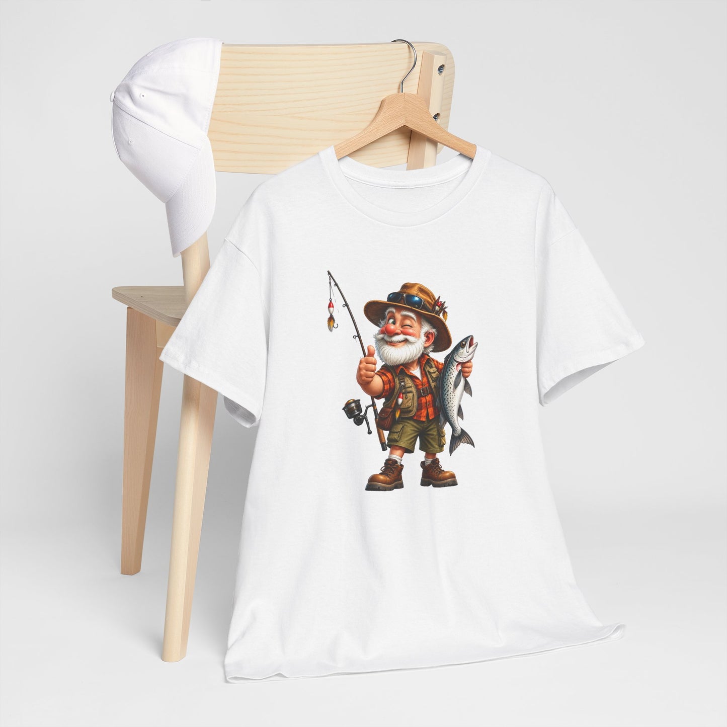 Tee Shirt Pêche Homme – Pêcheur avec Poisson – T-Shirt Passion Pêche Cadeau Homme