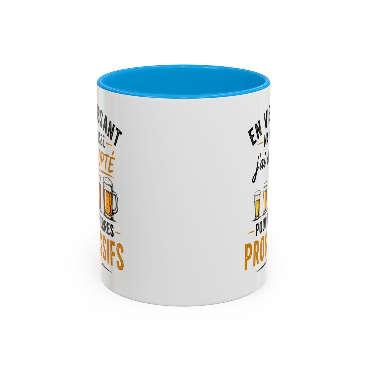 Mug Humour Bière et Vieillesse – En Vieillissant J’Avance à Mon Rythme Opté Houblon Progressif – Cadeau Drôle 325ml