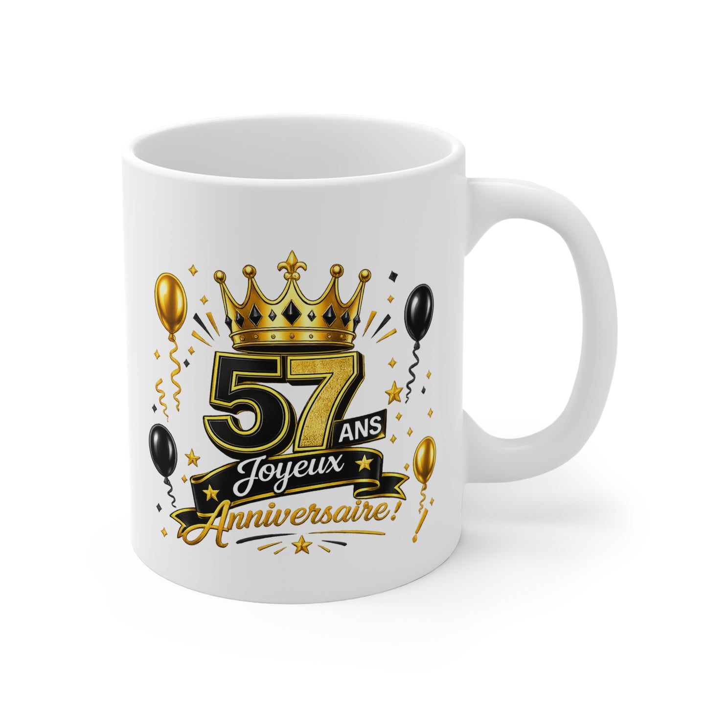 Mug Joyeux 57 Ans – Tasse Anniversaire 57 Ans – Cadeau Original pour Femme Homme – Idée Cadeau 57e Anniversaire