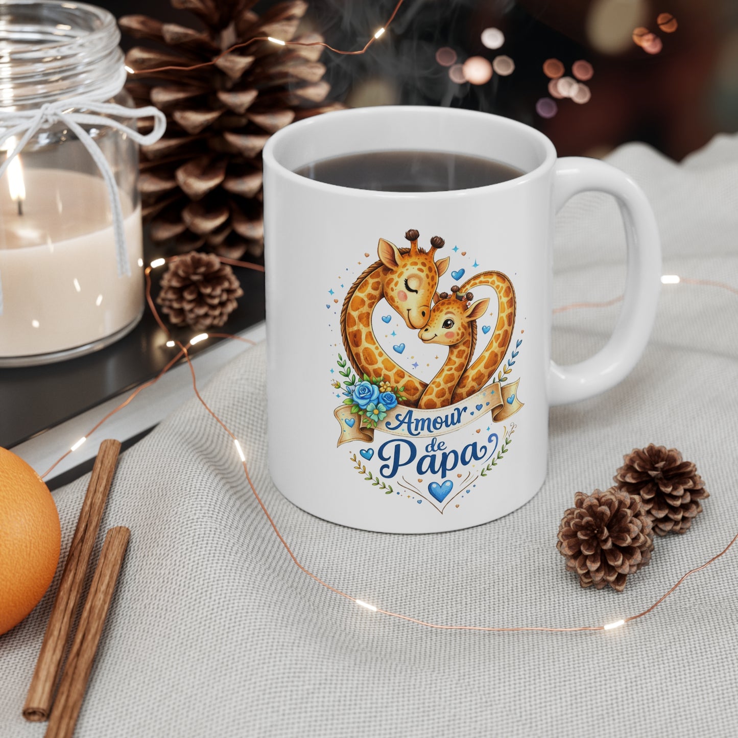 Mug Amour de Papa – Tasse Girafes Mignonnes en Cœur – Cadeau Fête des Pères, Anniversaire, Idée Cadeau Papa
