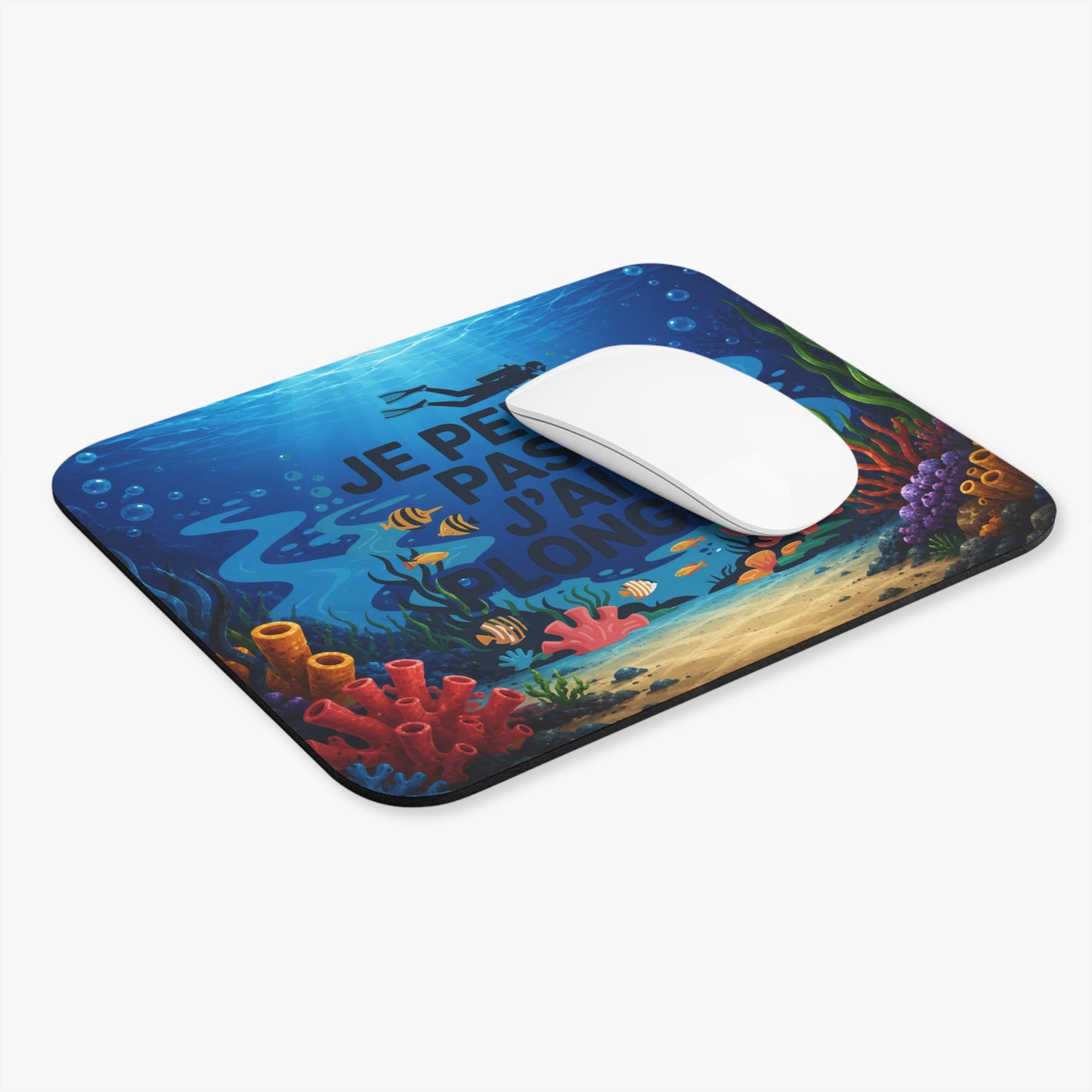 Tapis de Souris 22x18cm Je Peux Pas J’ai Plongée – Cadeau Humour Plongeur Homme Femme – Design Océan Fond Marin – Accessoire Bureau Gaming