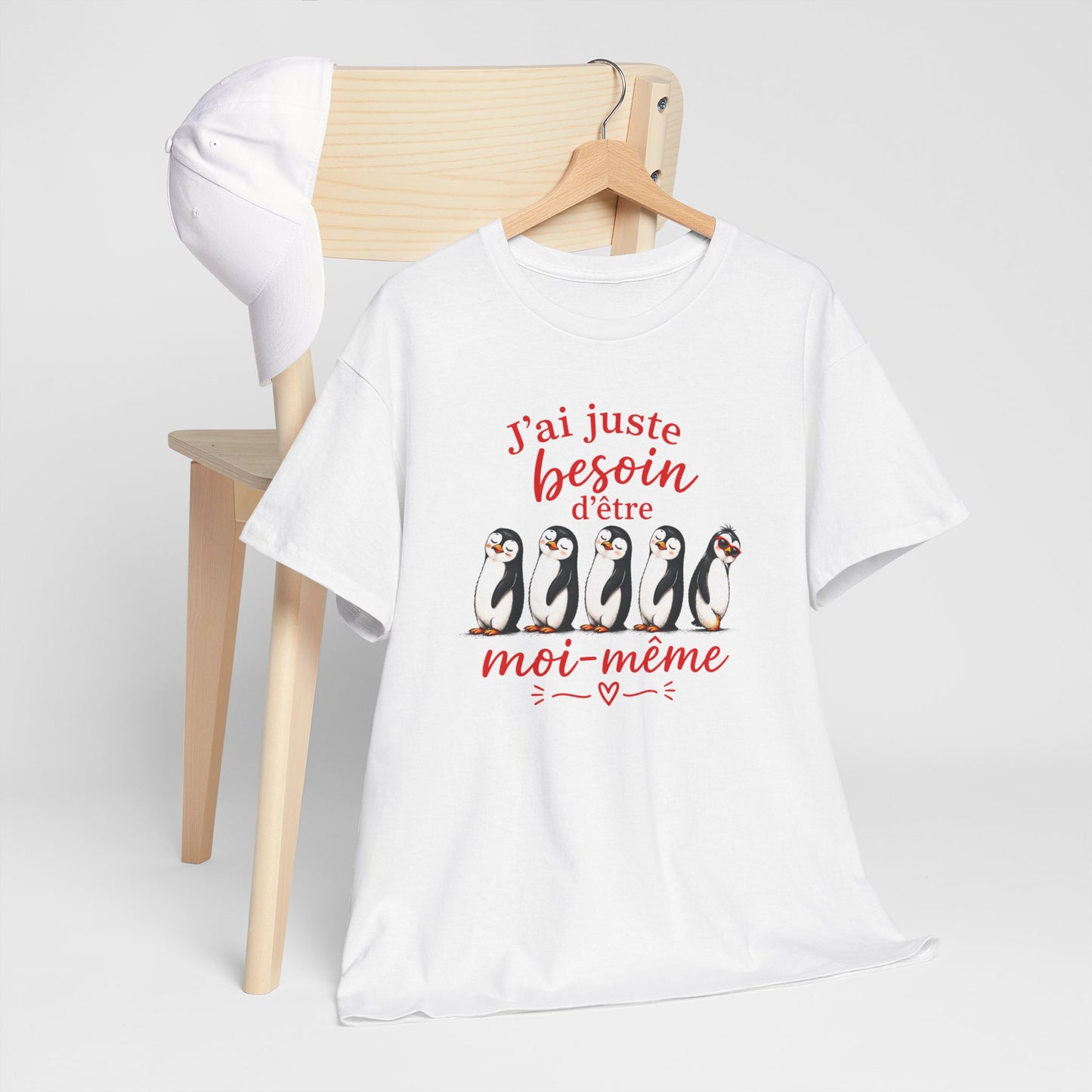 Tee-Shirt J’ai Juste Besoin d’Être Moi-Même – Pingouins Humour Mignon – Cadeau Homme Femme Original