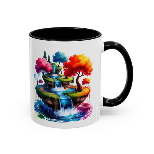 Mug Paysage Féerique Cascade Multicolore – Tasse Nature Imaginaire et Relaxante – Cadeau Original 325ml