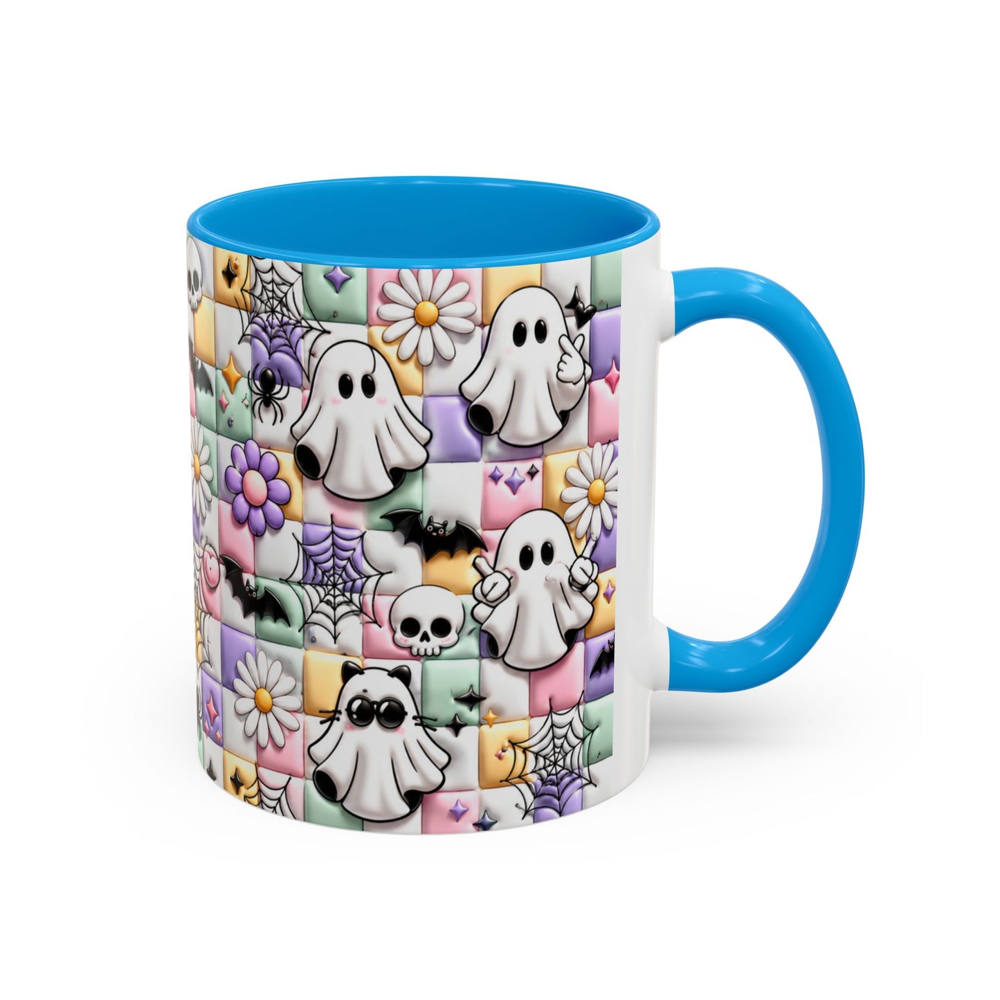 Tasse Fantômes Kawaii Halloween – Mug Cute Goth Pastel avec Chauves-Souris et Toiles – Cadeau Femme Fille 325ml