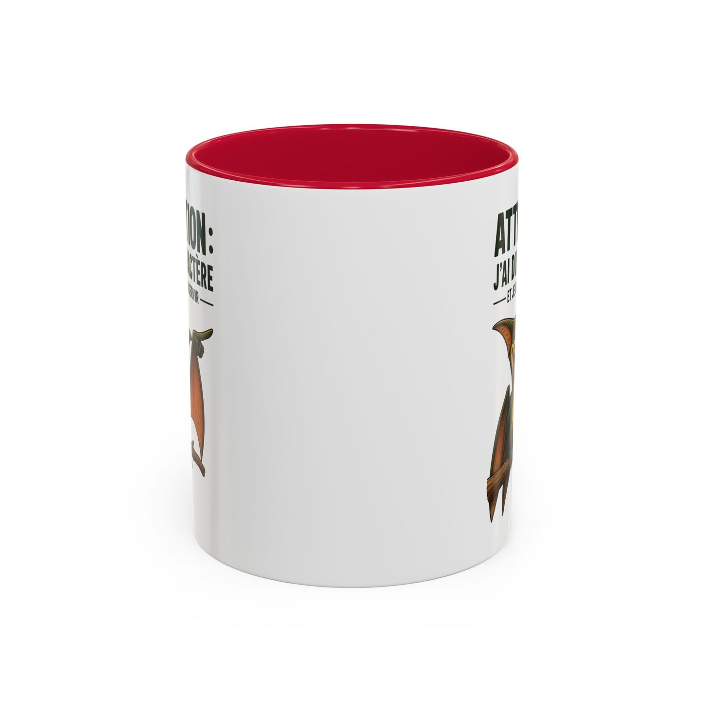 Mug Humoristique – Tasse Dinosaure Volant au Fort Caractère – Cadeau Original Homme et Femme, Ami ou Collègue – 325 ml Noir Bleu Rouge