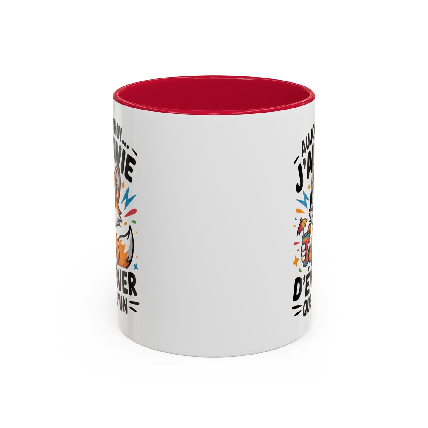 Mug Renard Humoristique – Tasse Animal Drôle Citation Fun – Cadeau Original Humour – Céramique 325ml Noir Bleu Rouge
