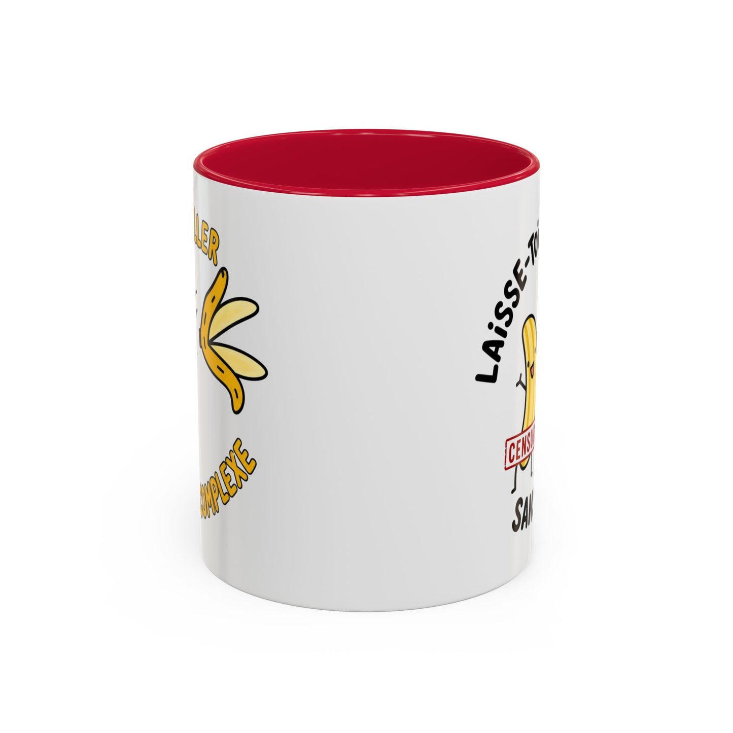 Mug Humour Banane – Laisse-Toi Aller Sans Complexe – Tasse Drôle et Décalée Cadeau Original Fun Céramique 325ml Noir Jaune