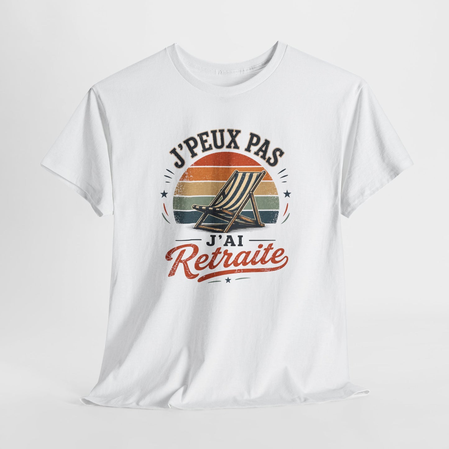 T-Shirt Retraite Humour Homme Femme – J’Peux Pas J’Ai Retraite – Tee Shirt Retraité Vintage Cadeau Départ Retraite Senior Pensionné