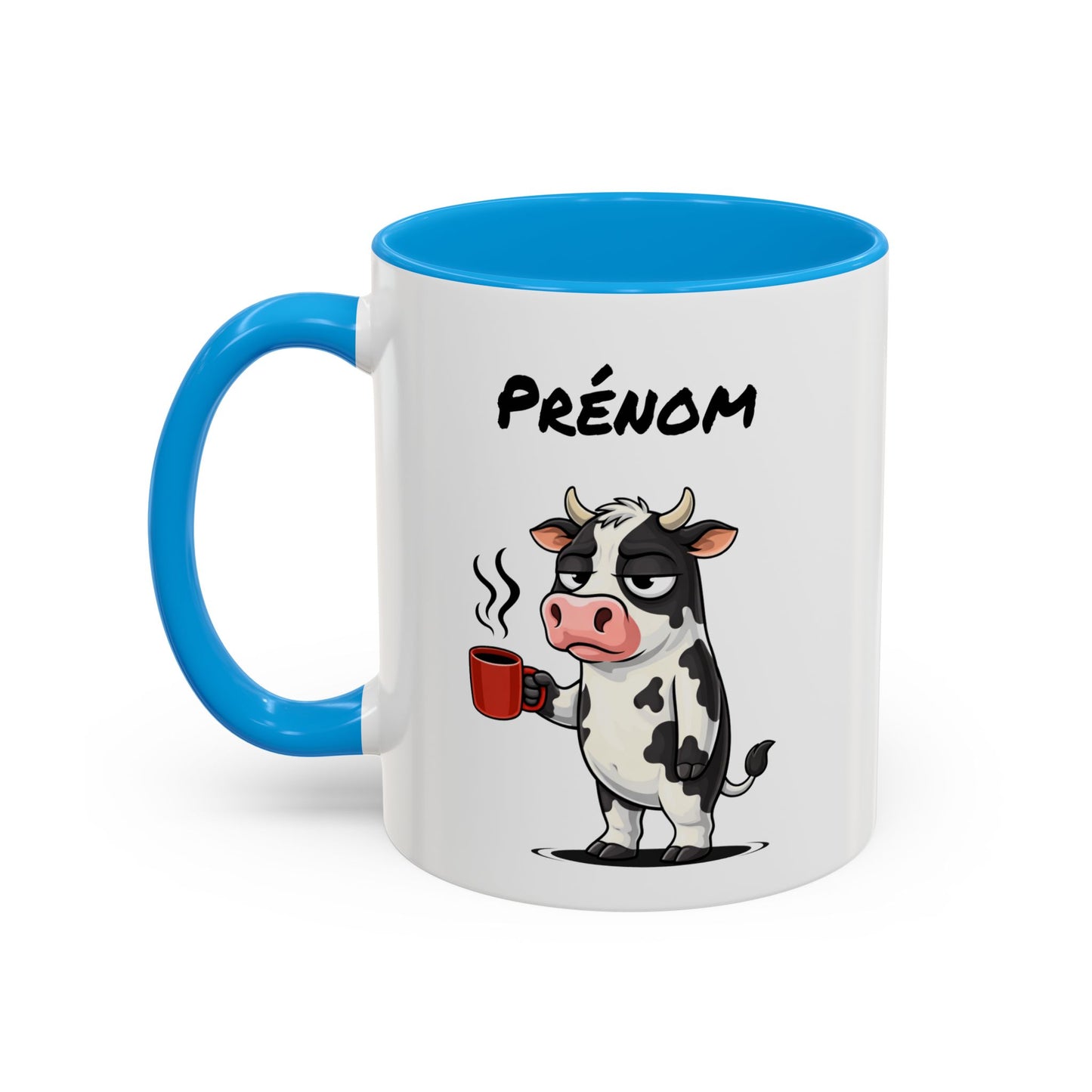 Mug Vache Fatiguée Personnalisable 325ml – Tasse Café Humour Animal Drôle Bureau Réveil Difficile Cadeau