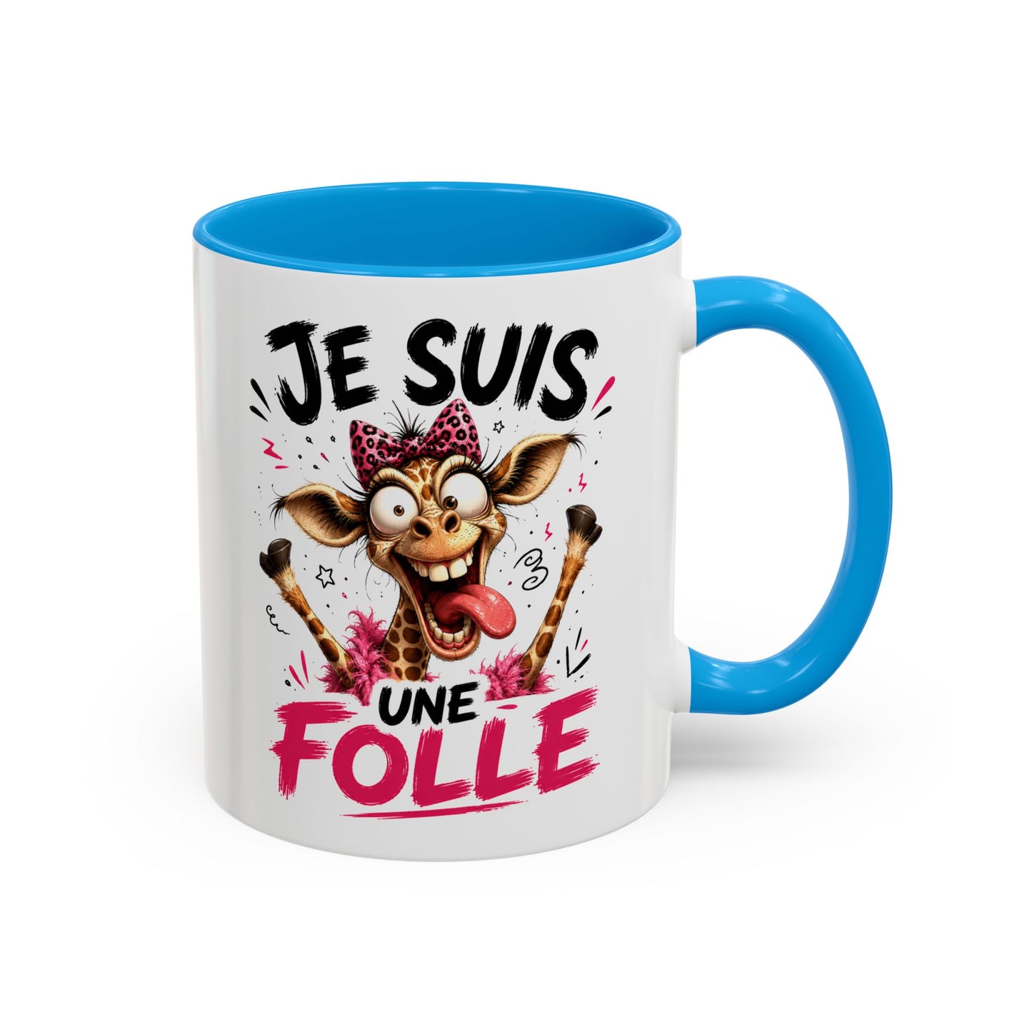 Tasse Je Suis Une Folle – Mug Girafe Folle Humoristique – Cadeau Femme Drôle et Délirant 325ml