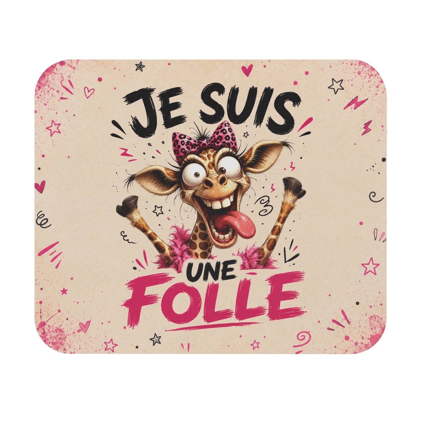 Tapis de Souris 22x18cm Je Suis une Folle – Girafe Déjantée Humour Femme – Cadeau Drôle Original
