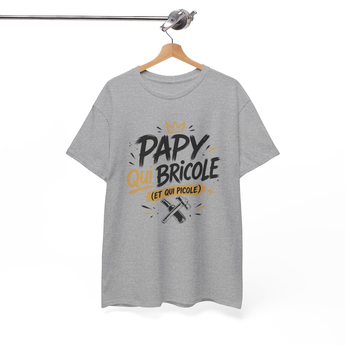T-Shirt Papy Bricoleur Humour – Papy Qui Bricole Et Qui Picole – Cadeau Homme Bricolage Drôle