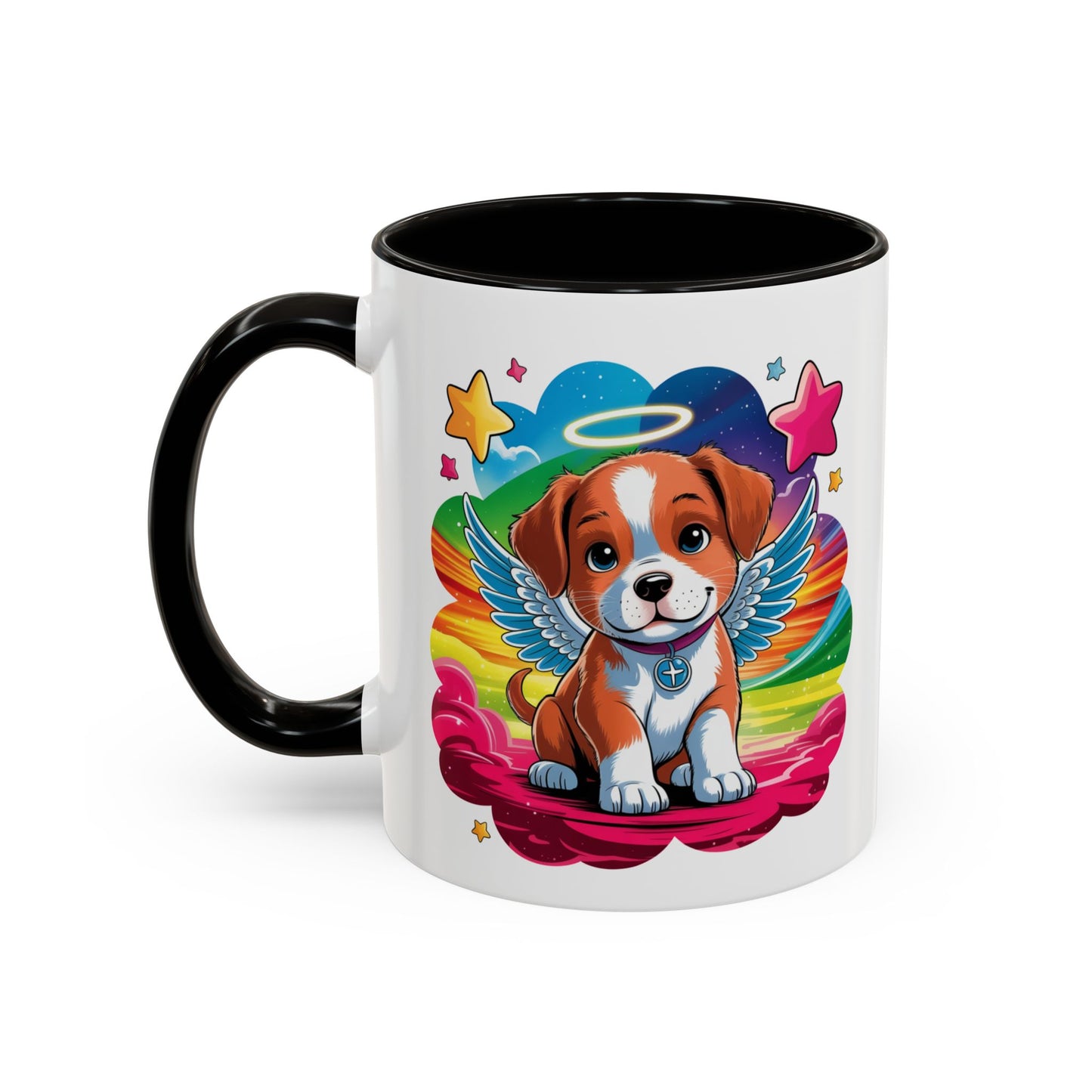 Mug Chiot Ange avec Ailes et Halo – Tasse Kawaii Colorée Cadeau Original Amoureux des Chiens – Céramique 325ml