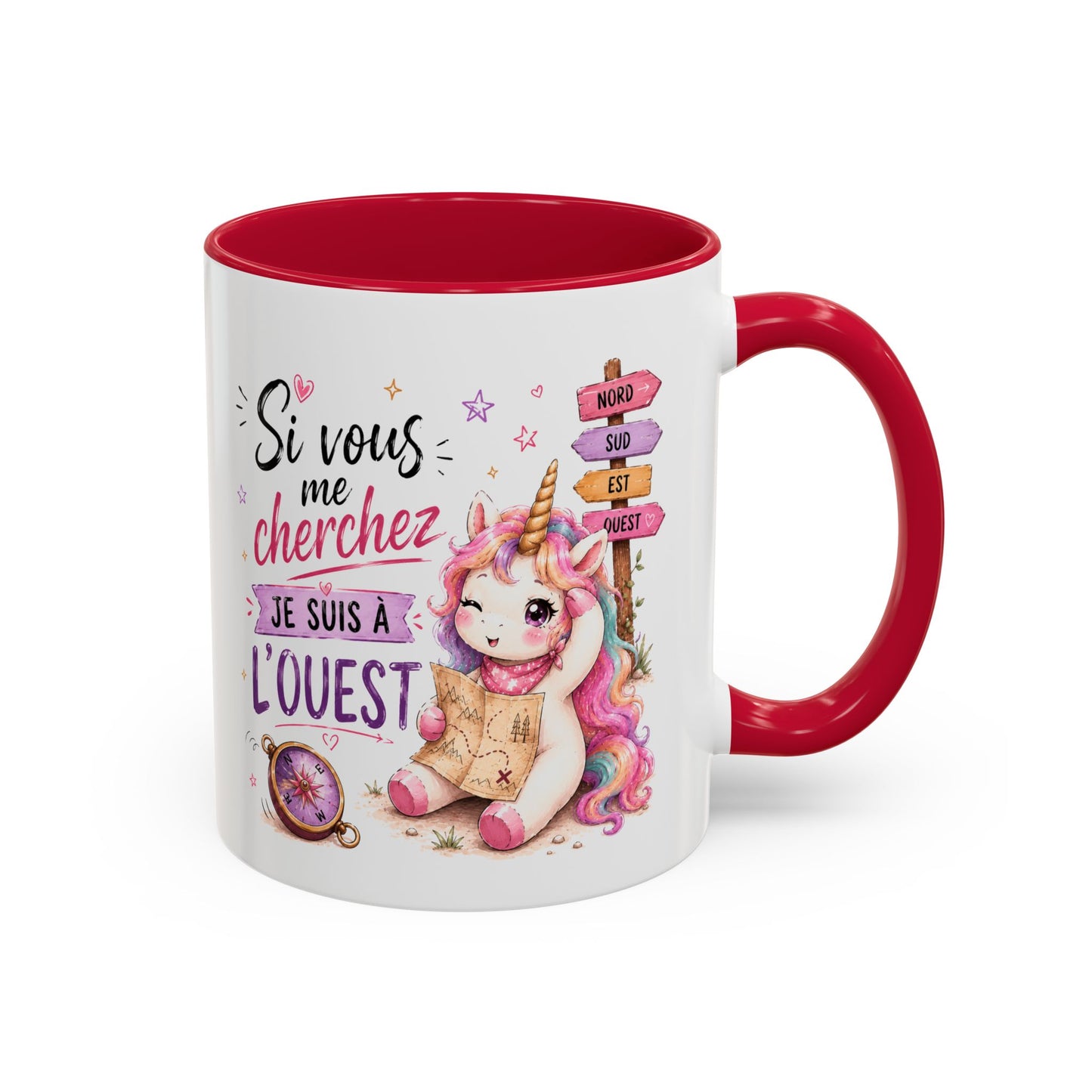 Tasse Si Vous Me Cherchez Je Suis À L’Ouest – Mug Licorne Humour Kawaii – Cadeau Femme Fille 325ml