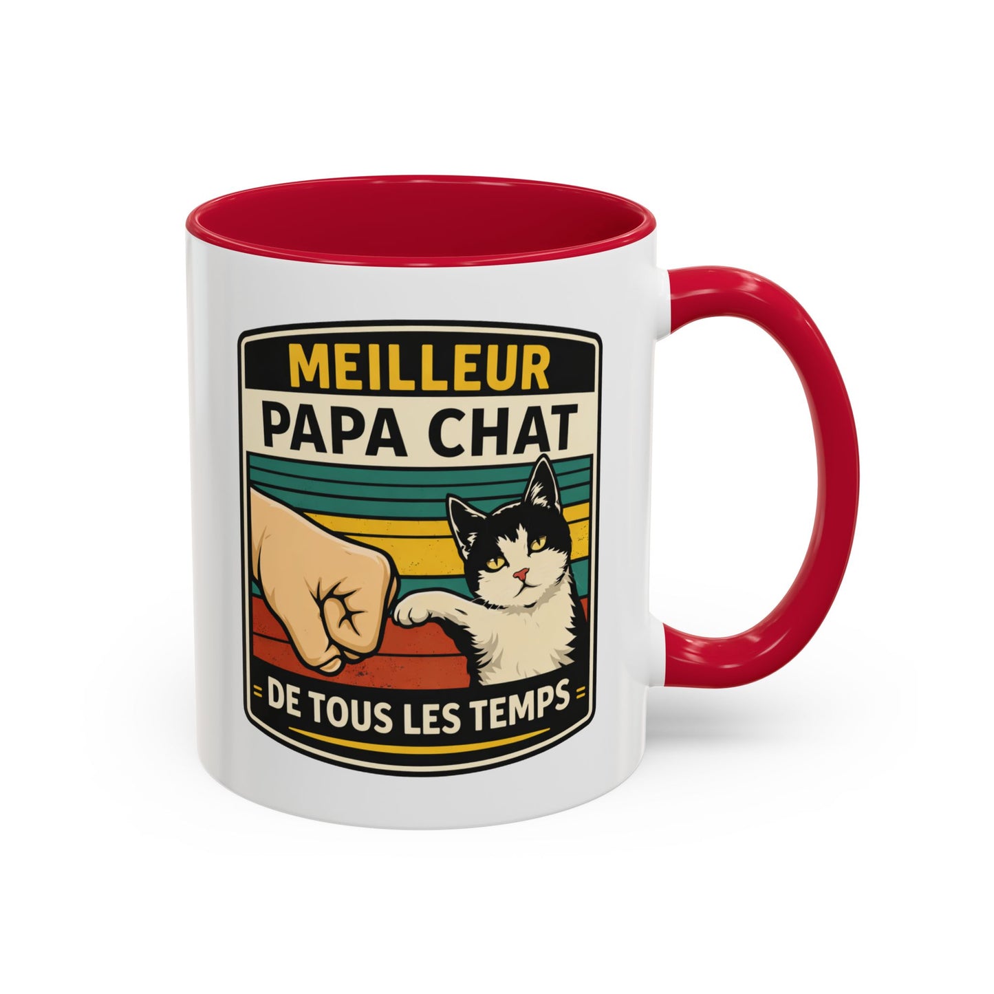 Tasse Meilleur Papa Chat de Tous les Temps – Mug Chat Noir et Blanc – Cadeau Papa Original – Céramique 325ml