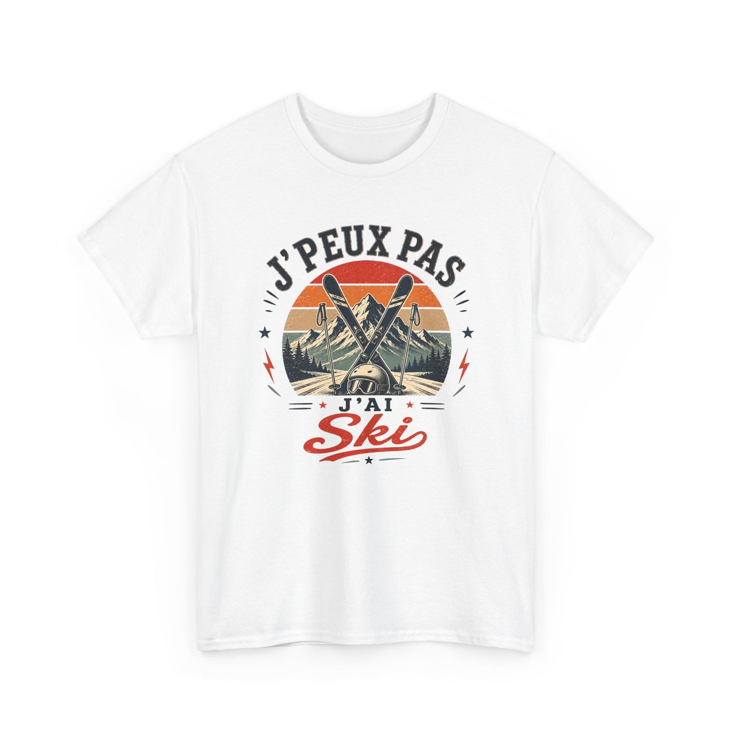 T-Shirt Ski Homme Femme – J’Peux Pas J’Ai Ski – Tee Shirt Vintage Sports d’Hiver Montagne Skieur Skieuse Station de Ski Cadeau Passion Glisse