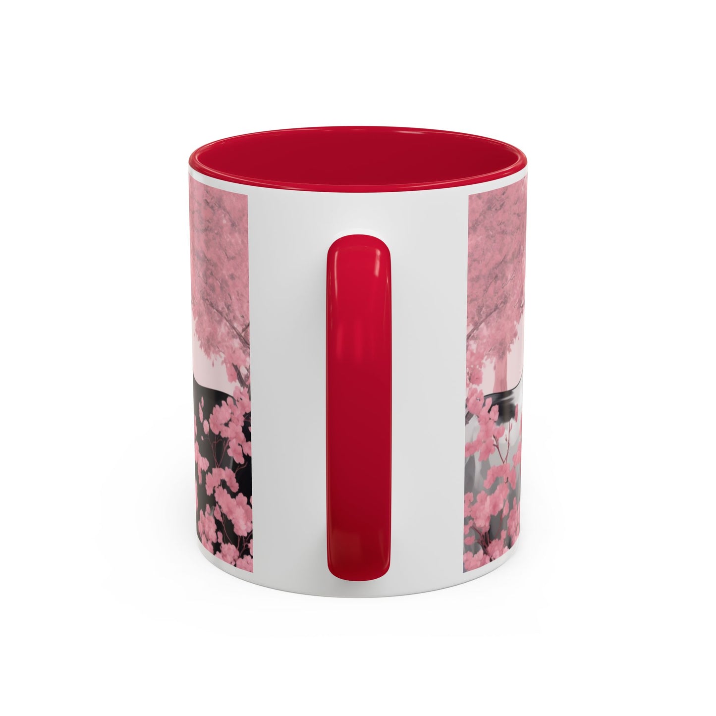 Mug Chevaux Sakura – Tasse Cheval Noir et Blanc avec Fleurs de Cerisier Roses – Cadeau Passion Cheval 325ml