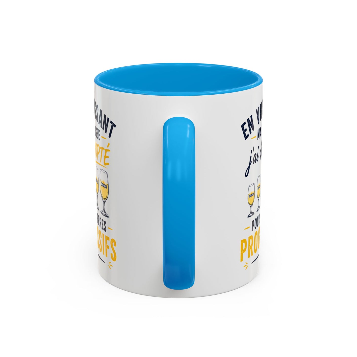 Mug Humour Pastis et Vieillesse – En Vieillissant Ma Vue Baisse J’ai Donc Opté pour des Verres Progressifs – Cadeau Drôle 325ml