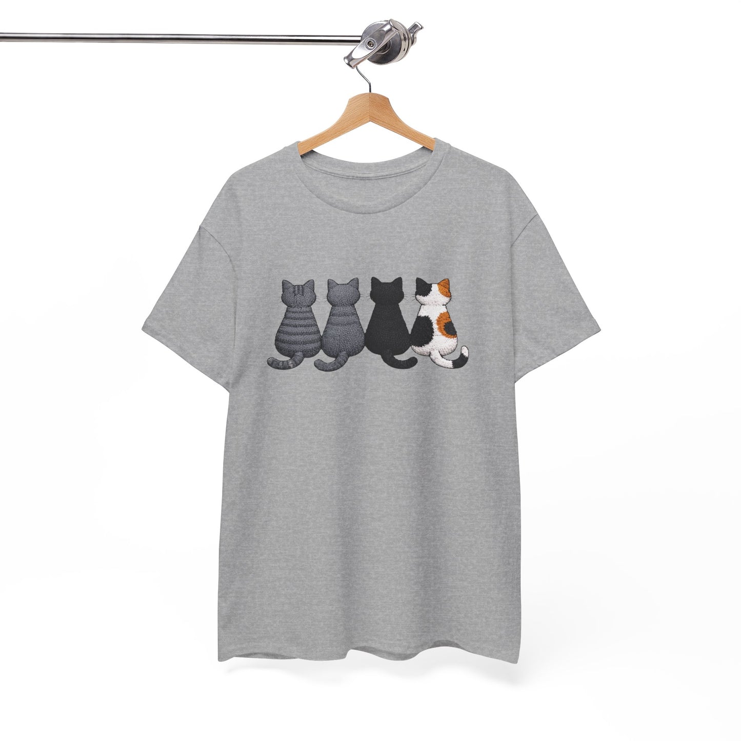 T-Shirt Chats Assis de Dos Minimaliste Amoureux des Chats Cadeau Femme