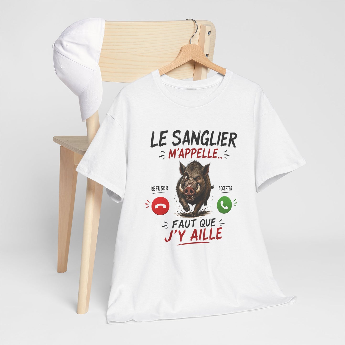 Tee-Shirt Le Sanglier M’Appelle Faut Que J’Y Aille – Cadeau Humour Chasseur Homme Femme Adulte